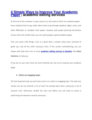 4 Simple Ways to Improve Your Academic Paper | academic editing services