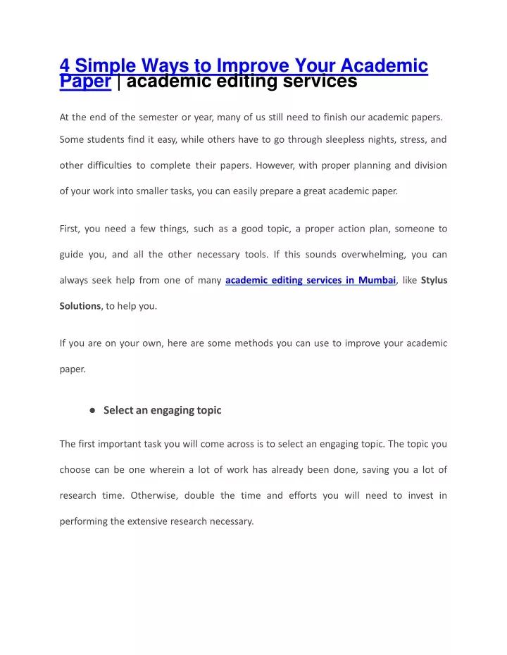 4 simple ways to improve your academic paper academic editing services