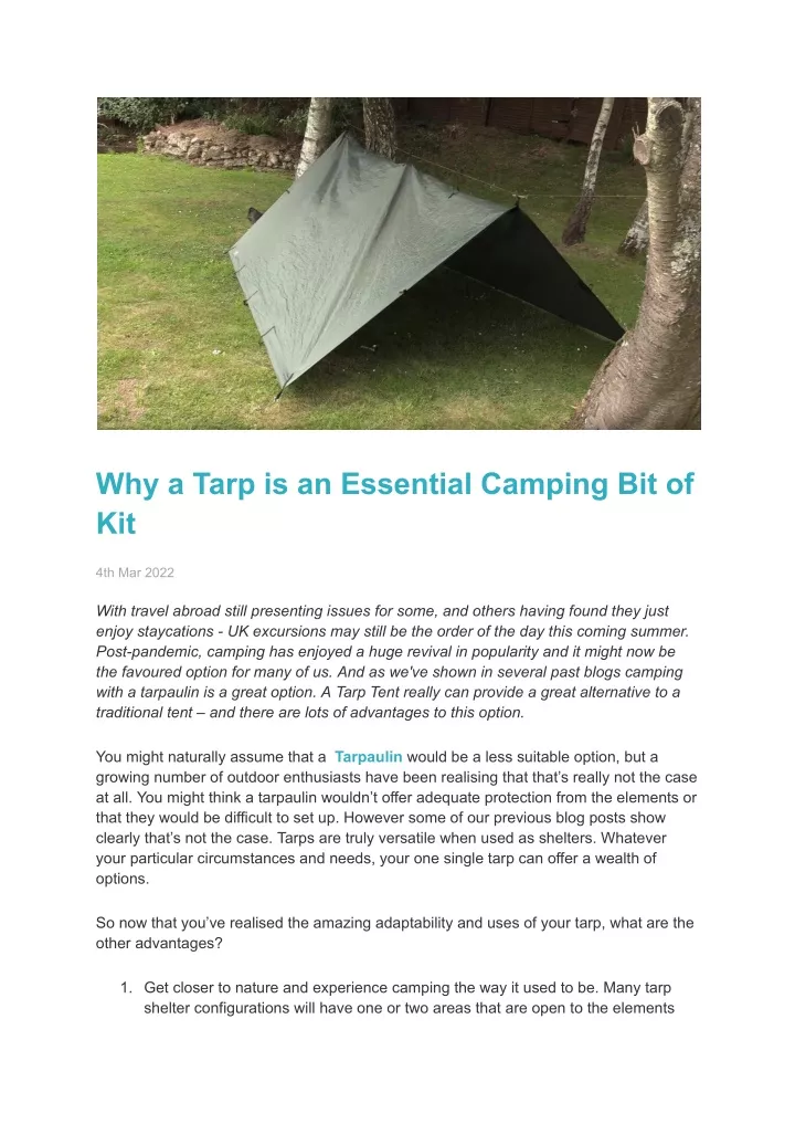 why a tarp is an essential camping bit of kit