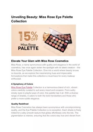 Unveiling Beauty: Miss Rose Eye Palette Collection