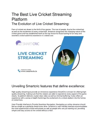 The Best Live Cricket Streaming Platform