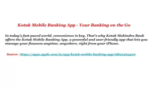 Kotak Mobile Banking app for iPhone