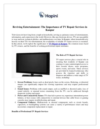 Reviving Entertainment The Importance of TV Repair Services in Kanpur