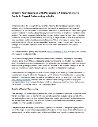 Simplify Your Business with Paysquare _ A Comprehensive Guide to Payroll Outsourcing in India