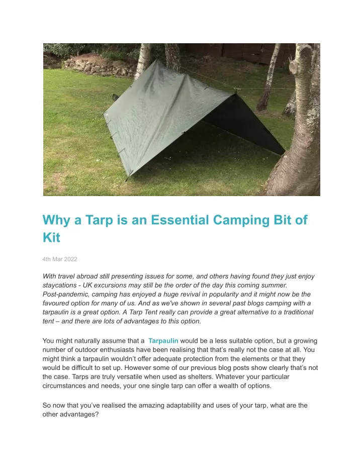 why a tarp is an essential camping bit of kit