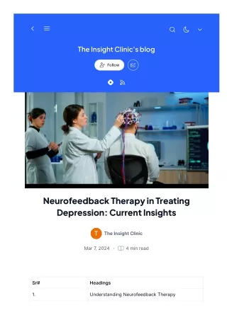 Neurofeedback Therapy in Treating Depression: Current Insights