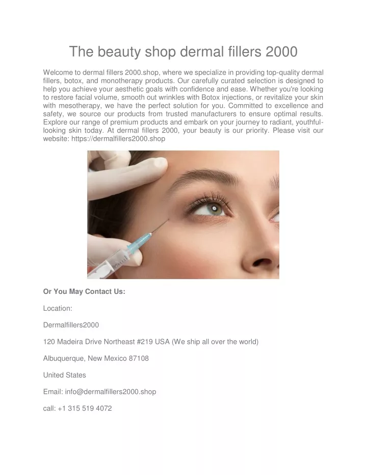 the beauty shop dermal fillers 2000