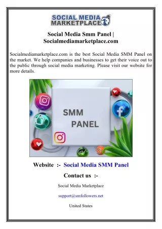 Social Media Smm Panel  Socialmediamarketplace.com