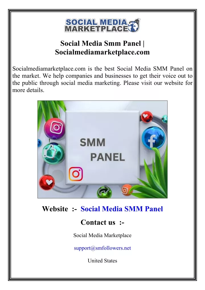 social media smm panel socialmediamarketplace com