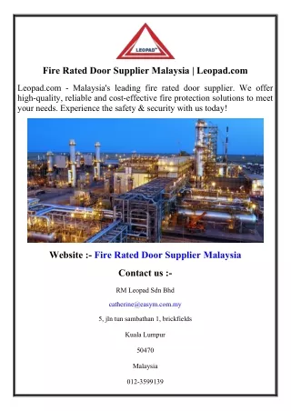Fire Rated Door Supplier Malaysia  Leopad.com