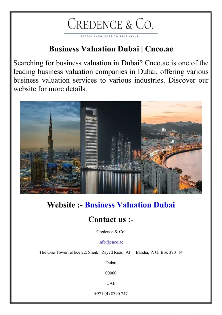 business valuation dubai cnco ae