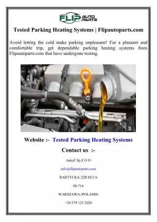 Tested Parking Heating Systems  Flipautoparts.com