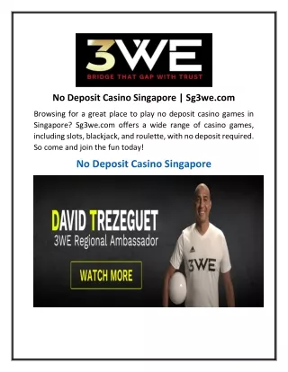No Deposit Casino Singapore | Sg3we.com
