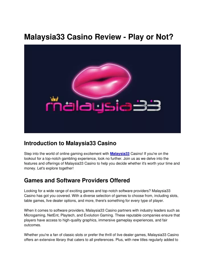 malaysia33 casino review play or not