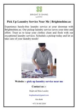 Pick Up Laundry Service Near Me  Brightnshine.ae