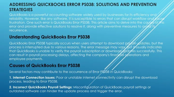 addressing quickbooks error ps038 solutions and prevention strategies