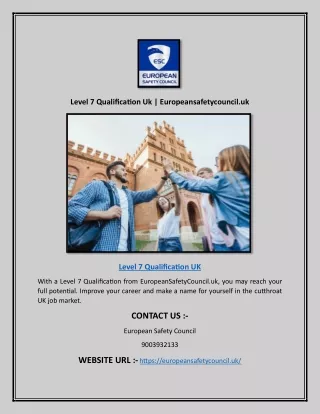 Level 7 Qualification Uk | Europeansafetycouncil.uk