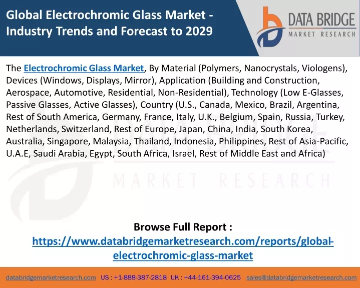 global electrochromic glass market industry