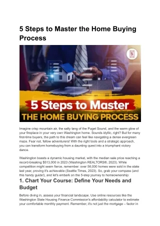 5 Steps to Master the Home Buying Process