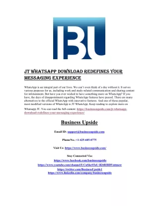 JT WhatsApp Download Redefines Your Messaging Experience