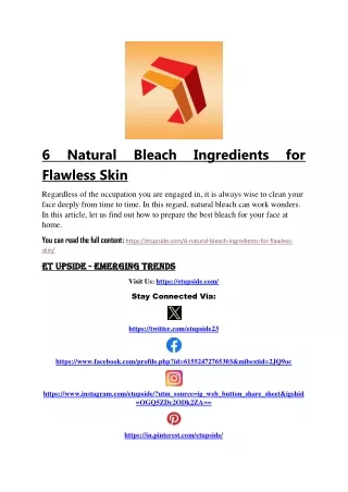 6 Natural Bleach Ingredients for Flawless Skin