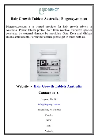 Hair Growth Tablets Australia  Biogency.com.au