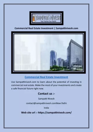 Commercial Real Estate Investment | Sampattinivesh.com
