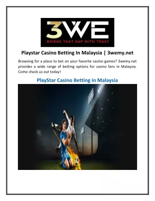 Playstar Casino Betting In Malaysia  3wemy.net