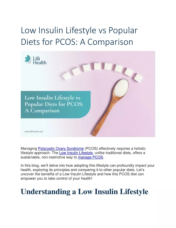 low insulin lifestyle vs popular diets for pcos
