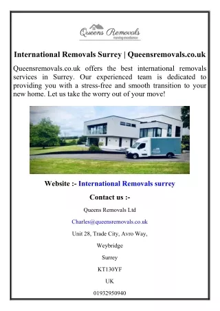 International Removals Surrey  Queensremovals.co.uk