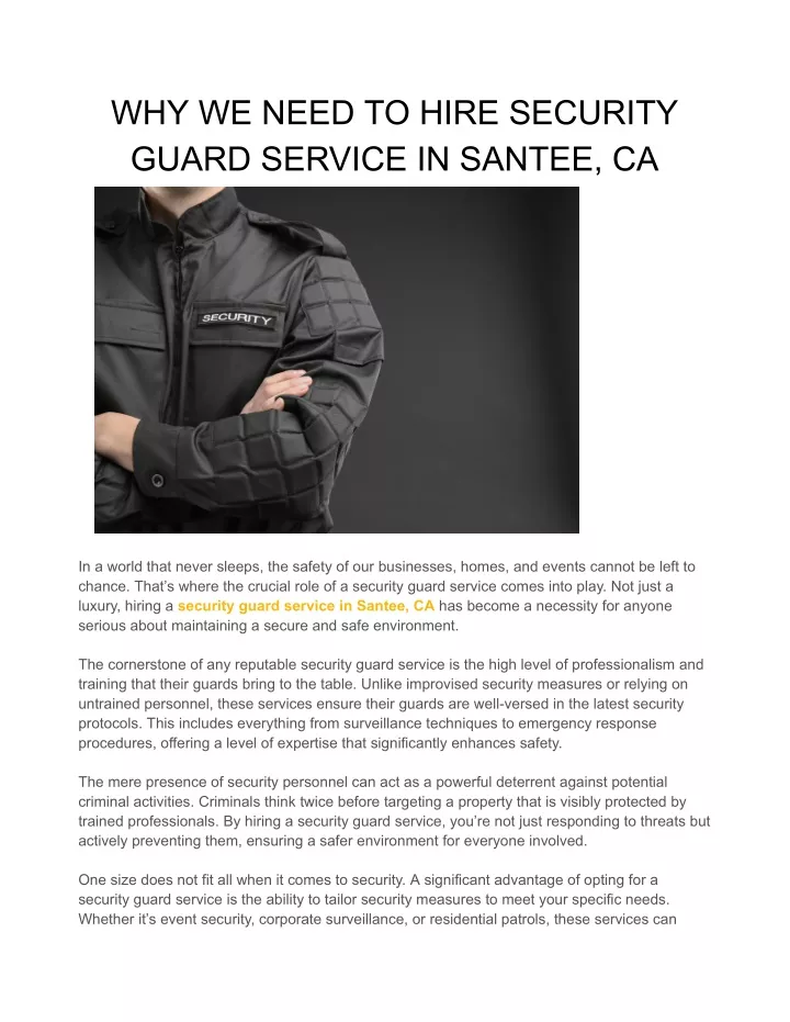 why we need to hire security guard service