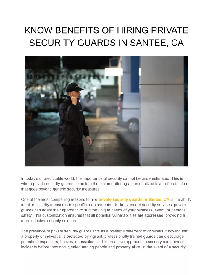 know benefits of hiring private security guards