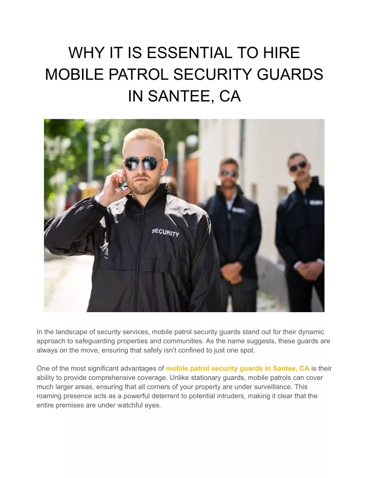 why it is essential to hire mobile patrol