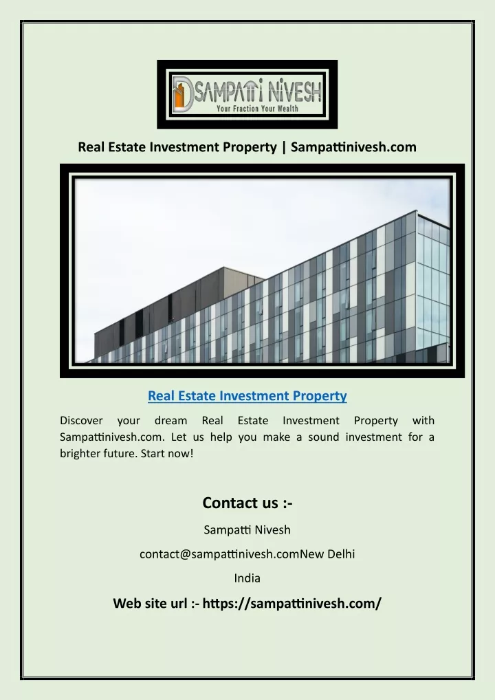 real estate investment property sampattinivesh com