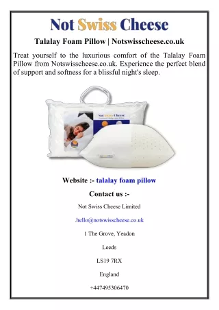 Talalay Foam Pillow  Notswisscheese.co.uk