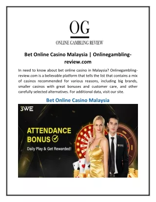 Bet Online Casino Malaysia  Onlinegambling-review.com