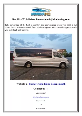 bus hire with driver bournemouth minibusing com