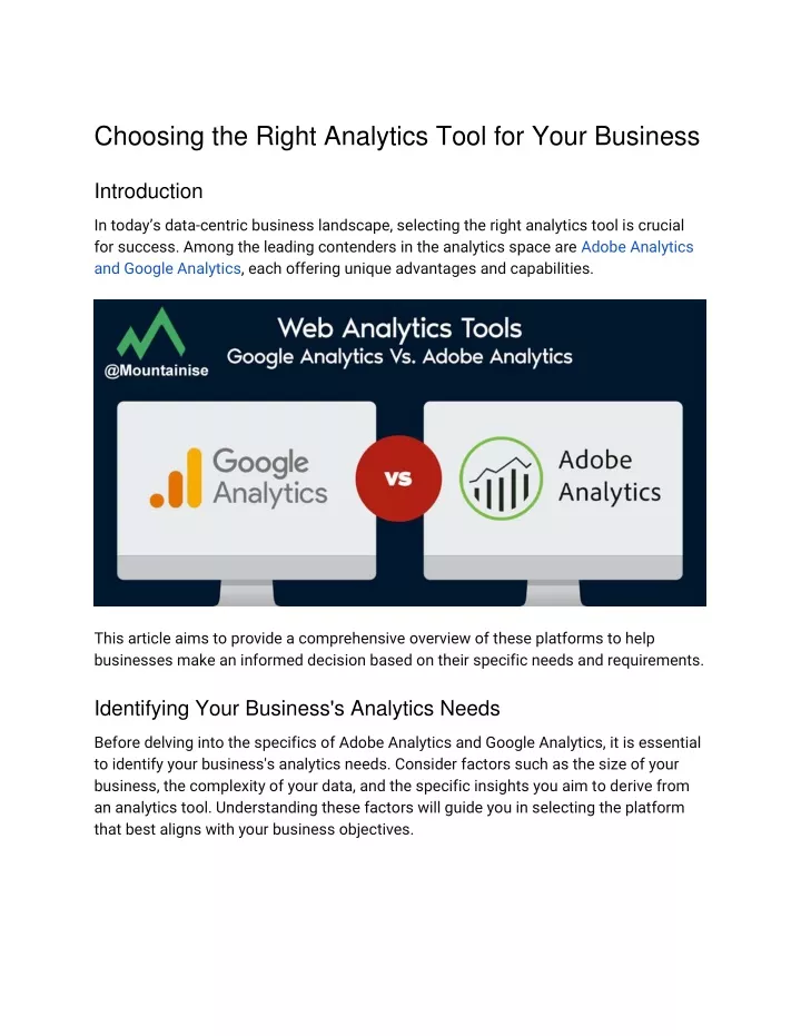 choosing the right analytics tool for your