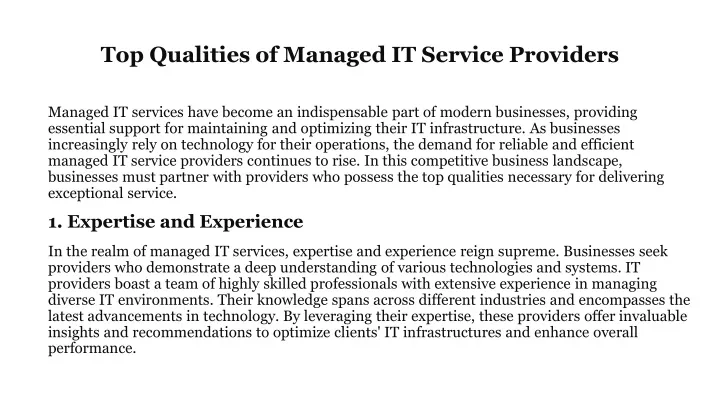 top qualities of managed it service providers
