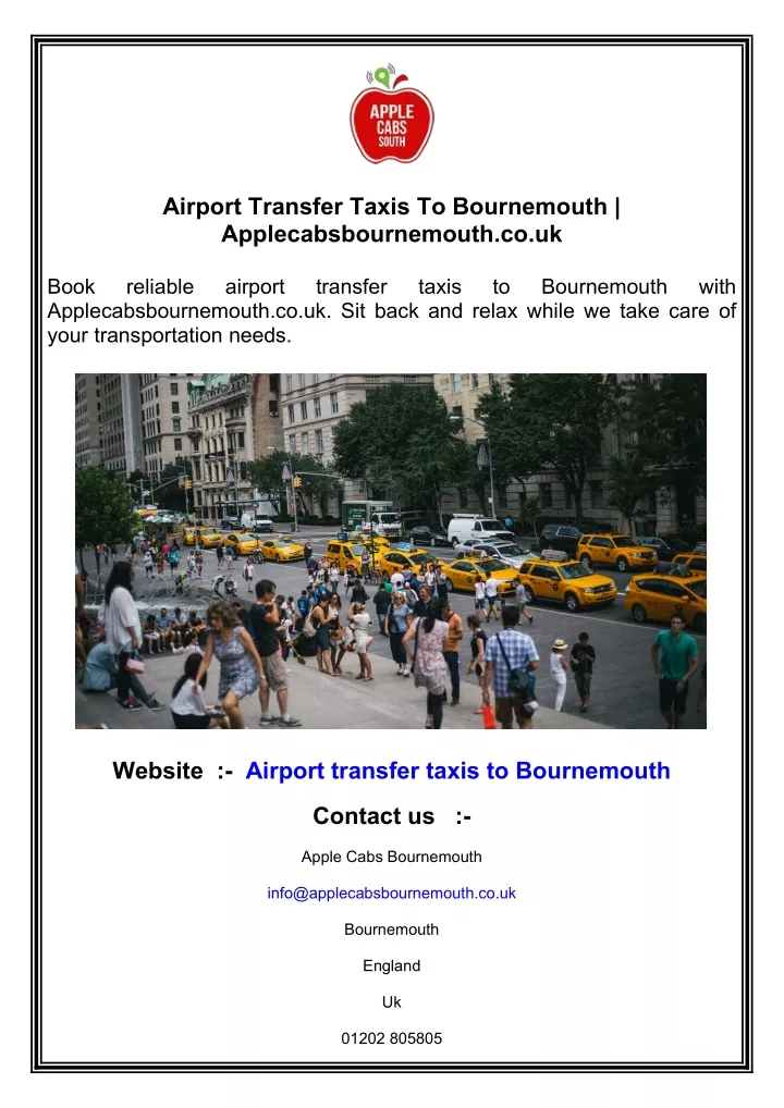 airport transfer taxis to bournemouth