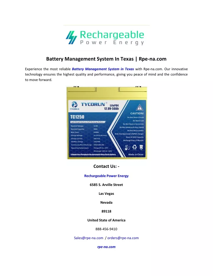 battery management system in texas rpe na com