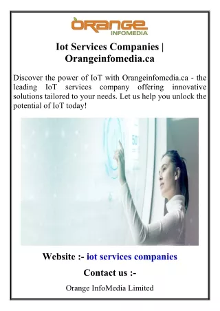 Iot Services Companies  Orangeinfomedia.ca
