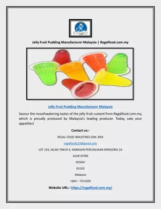 Jelly Fruit Pudding Manufacturer Malaysia | Regalfood.com.my