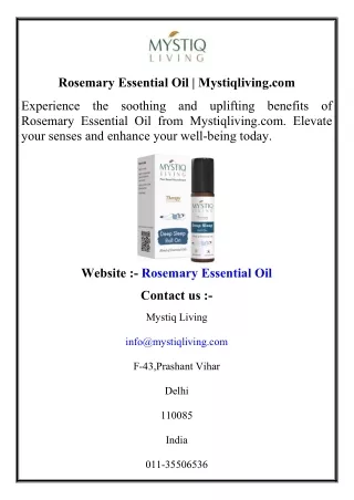 Rosemary Essential Oil  Mystiqliving.com