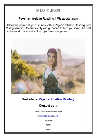Psychic Intuitive Reading  Missxjessi.com