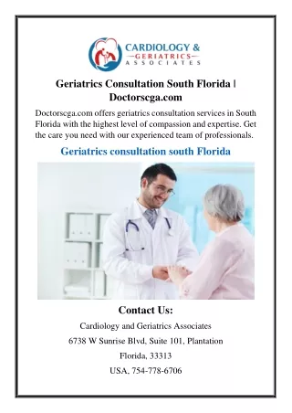 Geriatrics Consultation South Florida  Doctorscga