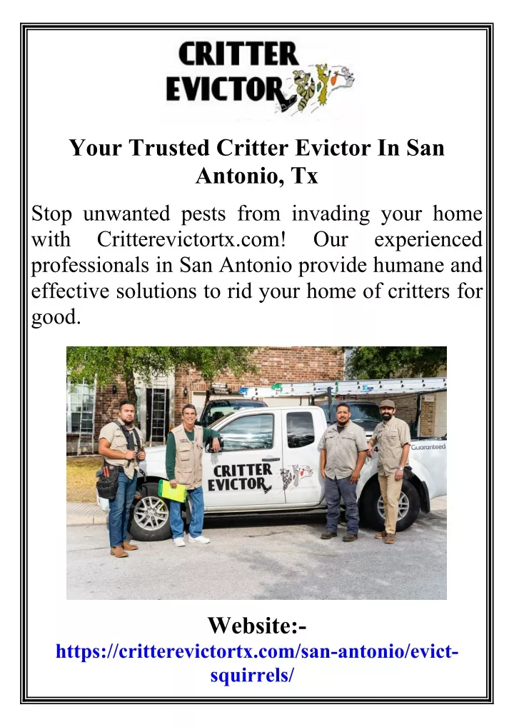 your trusted critter evictor in san antonio tx