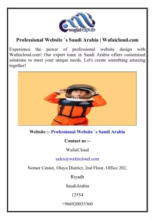 Professional Website `s Saudi Arabia  Wafaicloud.com