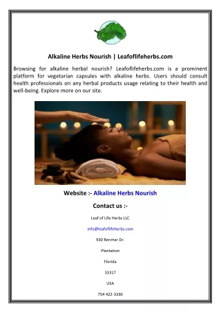 Alkaline Herbs Nourish  Leafoflifeherbs.com