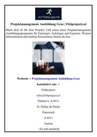 Projektmanagement Ausbildung Graz  Fit4projects.at